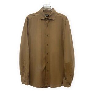 KM0918 Zegna brown mulberry silk lapel single-breasted long-sleeved shirt M size